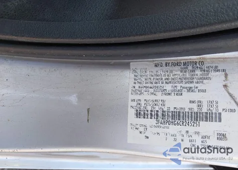 2012 Ford Fusion Se z USA, uszkodzony, nr VIN 3FAHP0HG6CR245251